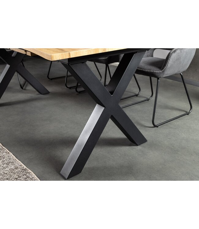 Invicta Interior Uitschuifbare eettafel WILD 180-220cm bruin wild eiken look zwarte boomrand - 45079