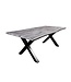 Invicta Interior Industriële eettafel WILD 180cm Grijs Gelimd Wild Eiken Design Boomrand Zwart X-Frame - 45086