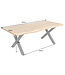 Invicta Interior Industriële eettafel WILD 180cm bruin wild eiken design boomrand zwart X-poot - 45083