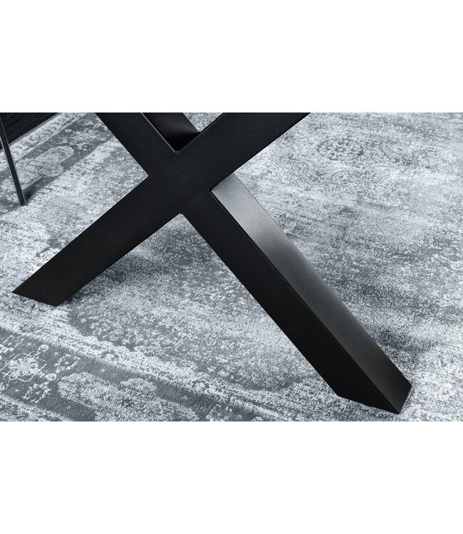 Invicta Interior Industriële eettafel WILD 200cm grijs witgekalkt wild eiken design boomrand zwart X-poot - 45087