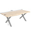 Invicta Interior Industriële eettafel WILD 200cm Bruin Wild eiken design boomrand zwart X-poot - 45084