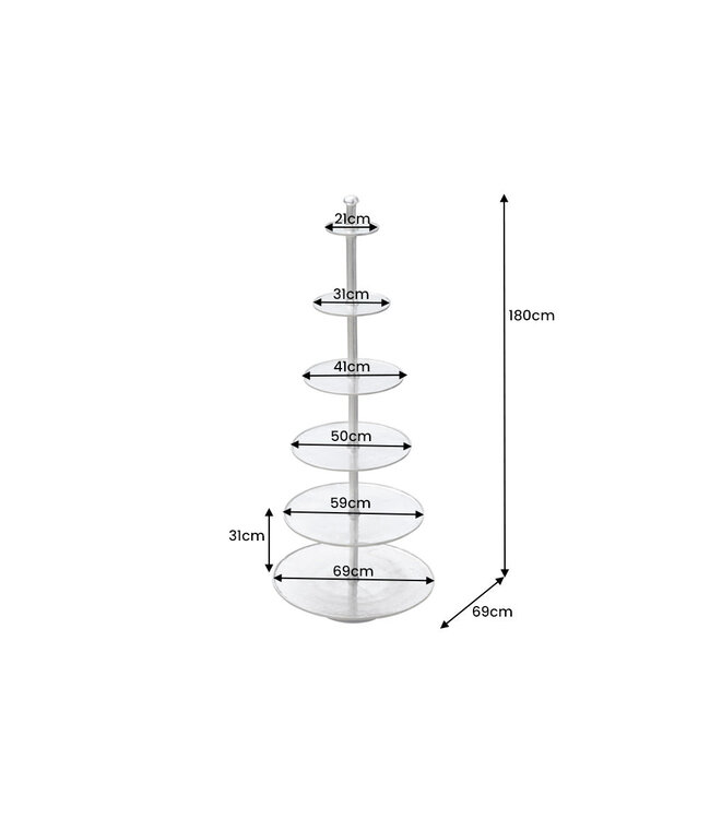 Invicta Interior Design XXL Etagère ABSTRACT 180cm zilverkleurig metaal met zes handgemaakt - 44475