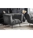 Invicta Interior Retro fauteuil NOBLESSE 105cm grijs fluweel zwart metalen poten lente kern decoratief stiksel - 44540