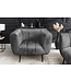 Invicta Interior Retro fauteuil NOBLESSE 105cm grijs fluweel zwart metalen poten lente kern decoratief stiksel - 44540