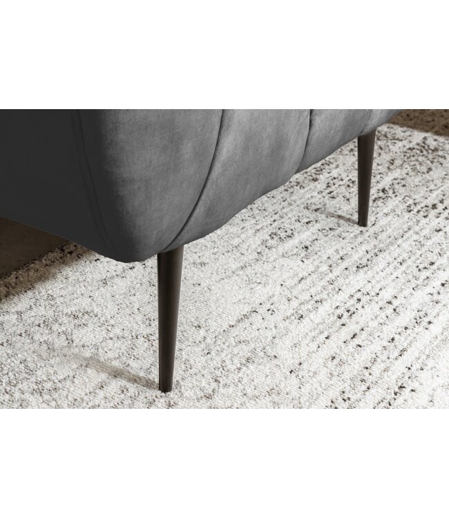 Invicta Interior Retro fauteuil NOBLESSE 105cm grijs fluweel zwart metalen poten lente kern decoratief stiksel - 44540