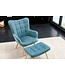 Invicta Interior Moderne fauteuil SCANDINAVIA blauw getextureerde massief houten poten met armleuningen - 44024