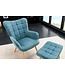 Invicta Interior Moderne fauteuil SCANDINAVIA blauw getextureerde massief houten poten met armleuningen - 44024
