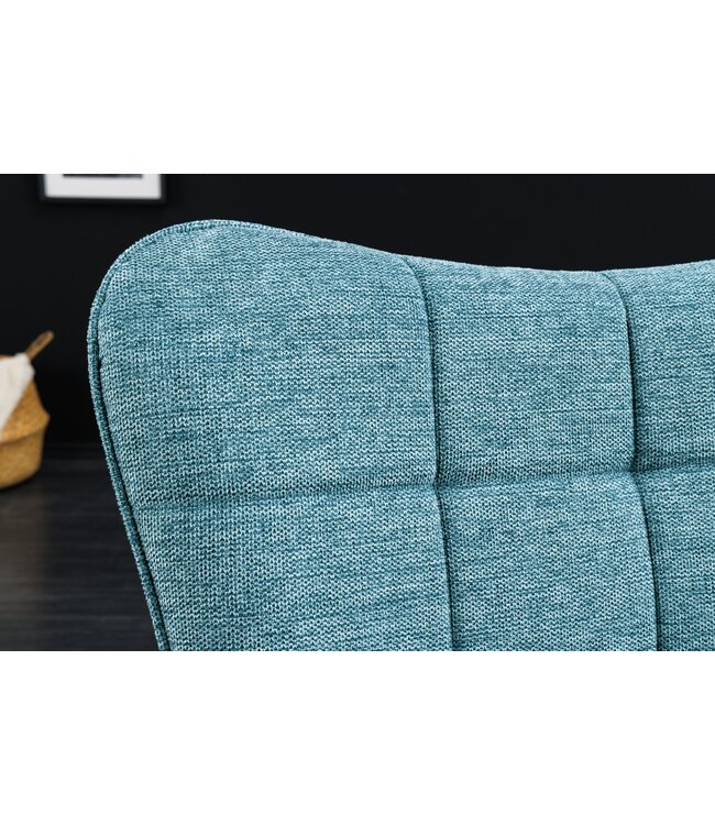 Invicta Interior Moderne fauteuil SCANDINAVIA blauw getextureerde massief houten poten met armleuningen - 44024