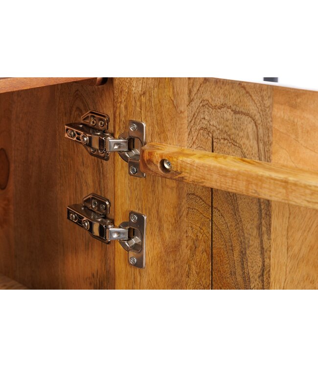 Invicta Interior Massief Highboard ART 120cm Bruin Mango Hout 3D Design Zwart Metaal - 45304