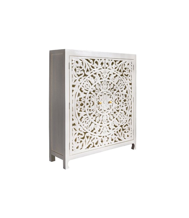 Invicta Interior Massief dressoir MARRAKECH 140cm wit mangohout met decoratie handgemaakt - 43866