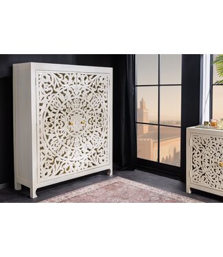 Invicta Interior Massief dressoir MARRAKECH 140cm wit mangohout met decoratie handgemaakt - 43866