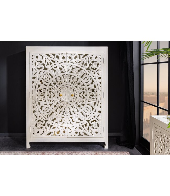 Invicta Interior Massief dressoir MARRAKECH 140cm wit mangohout met decoratie handgemaakt - 43866