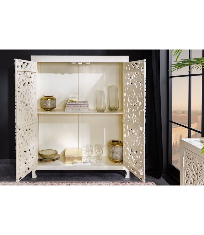 Invicta Interior Massief dressoir MARRAKECH 140cm wit mangohout met decoratie handgemaakt - 43866