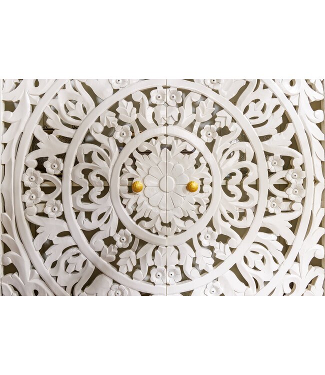 Invicta Interior Massief dressoir MARRAKECH 140cm wit mangohout met decoratie handgemaakt - 43866