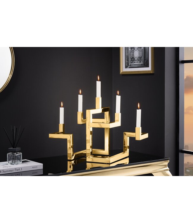 Invicta Interior Elegante kandelaar ABSTRACT 50cm goud voor vijf kaarsen handgemaakt - 44885