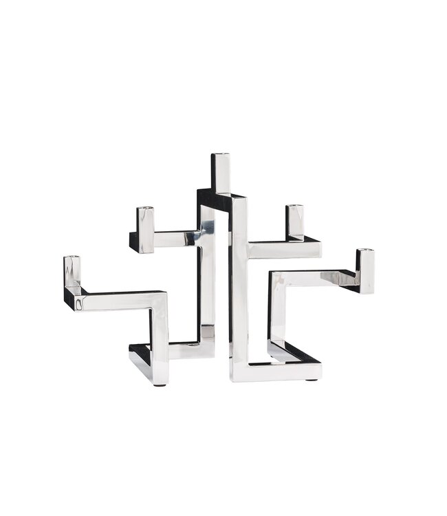 Invicta Interior Elegante kandelaar ABSTRACT 50cm zilver voor vijf kaarsen handgemaakt - 44886