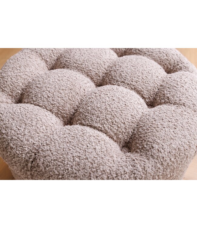 Invicta Interior Ronde kruk MODERN BAROQUE 50cm champagne bouclé met opbergruimte - 45066