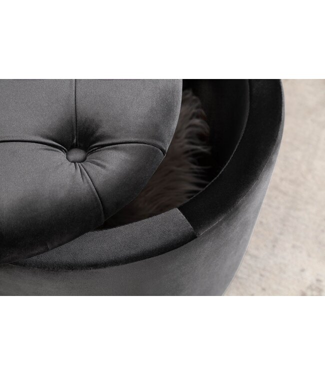 Invicta Interior Ronde kruk MODERN BAROK 50cm Grijs Fluweel met opbergruimte - 44747