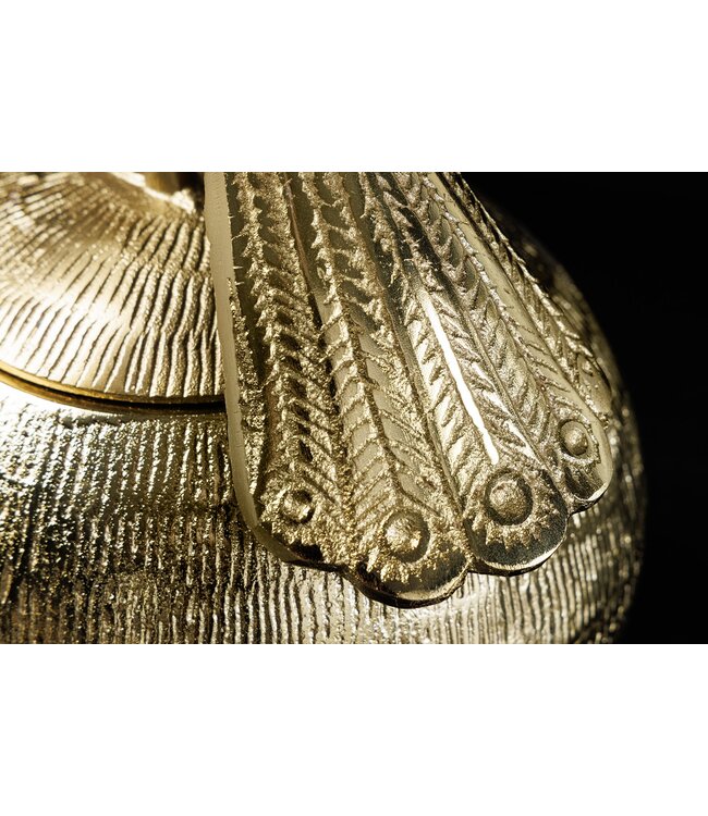 Invicta Interior Decoratief doosje WILDLIFE BIRD 30cm goud antiek rond metaal - 44837