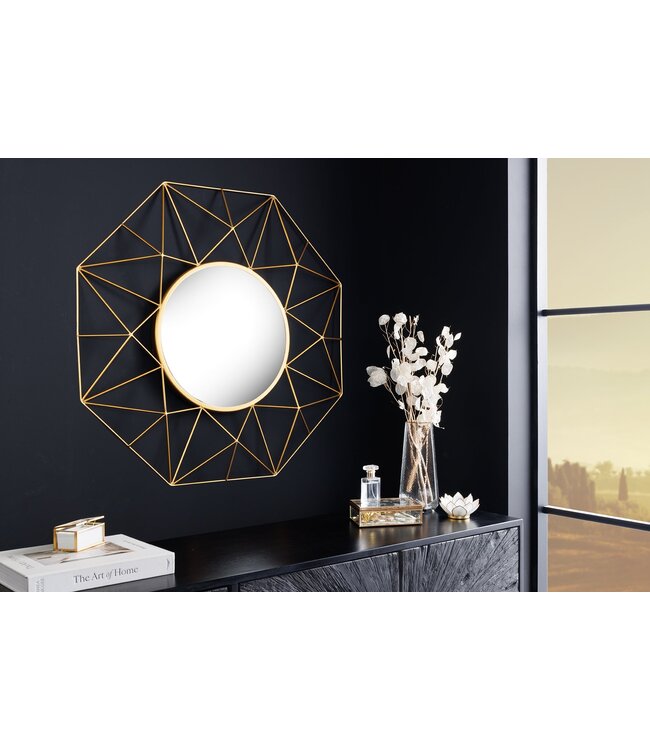 Invicta Interior Handgemaakte spiegel DIAMOND L 80cm goud gemaakt van ijzer in retro design - 43733