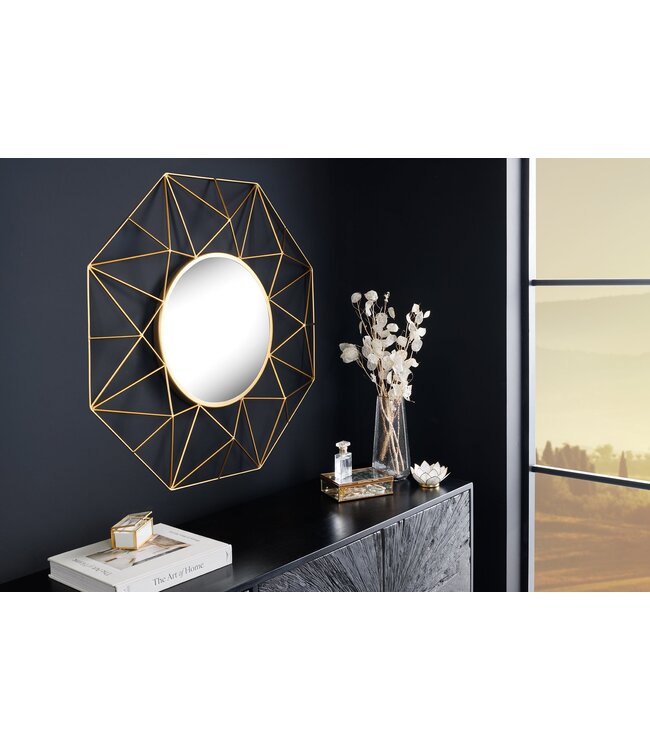 Invicta Interior Handgemaakte spiegel DIAMOND L 80cm goud gemaakt van ijzer in retro design - 43733