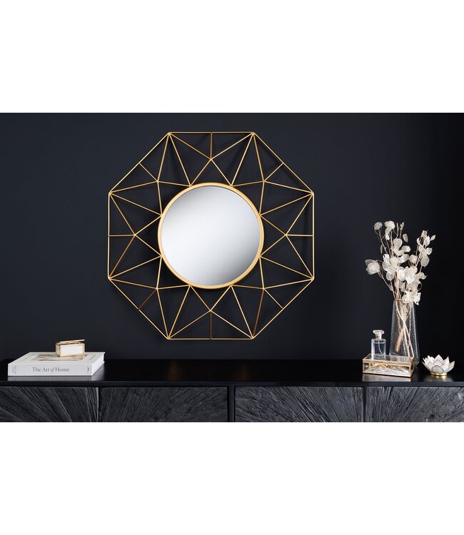 Invicta Interior Handgemaakte spiegel DIAMOND L 80cm goud gemaakt van ijzer in retro design - 43733