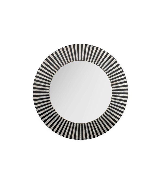 Invicta Interior Beeninleg Wandspiegel HARMONY NATURE 60cm Rond Wit Zwart Ingelegd Arts & Crafts - 44887