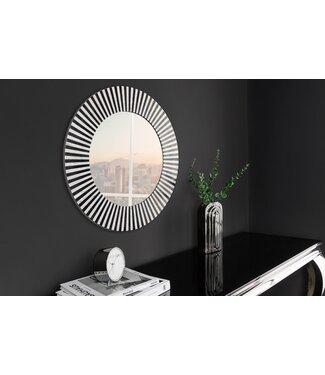 Invicta Interior Beeninleg Wandspiegel HARMONY NATURE 60cm Rond Wit Zwart Ingelegd Arts & Crafts - 44887