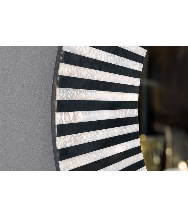 Invicta Interior Beeninleg Wandspiegel HARMONY NATURE 60cm Rond Wit Zwart Ingelegd Arts & Crafts - 44887