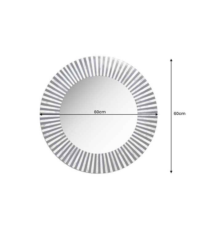 Invicta Interior Beeninleg Wandspiegel HARMONY NATURE 60cm Rond Wit Zwart Ingelegd Arts & Crafts - 44887