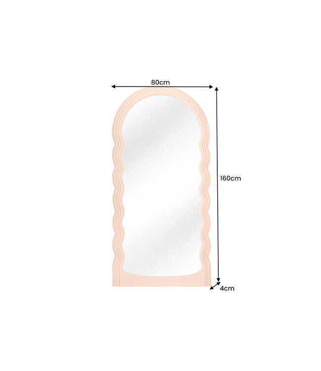 Invicta Interior Design Wandspiegel WAVE 160cm abrikoos pastel ronde boogspiegel - 44677