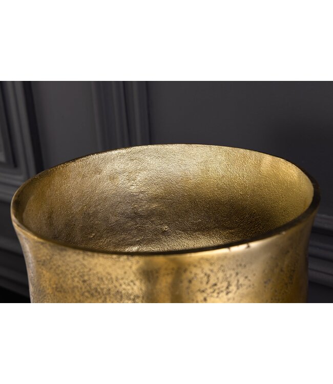 Invicta Interior Handgemaakte Set van 2 Vazen FACE 40cm Antiek Messing Metalen Bloempotten - 44872