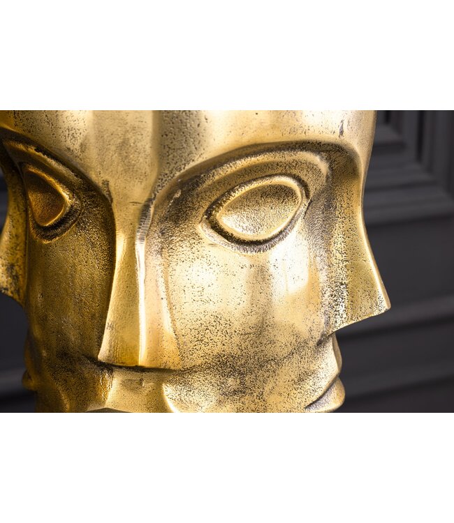 Invicta Interior Handgemaakte Set van 2 Vazen FACE 40cm Antiek Messing Metalen Bloempotten - 44872