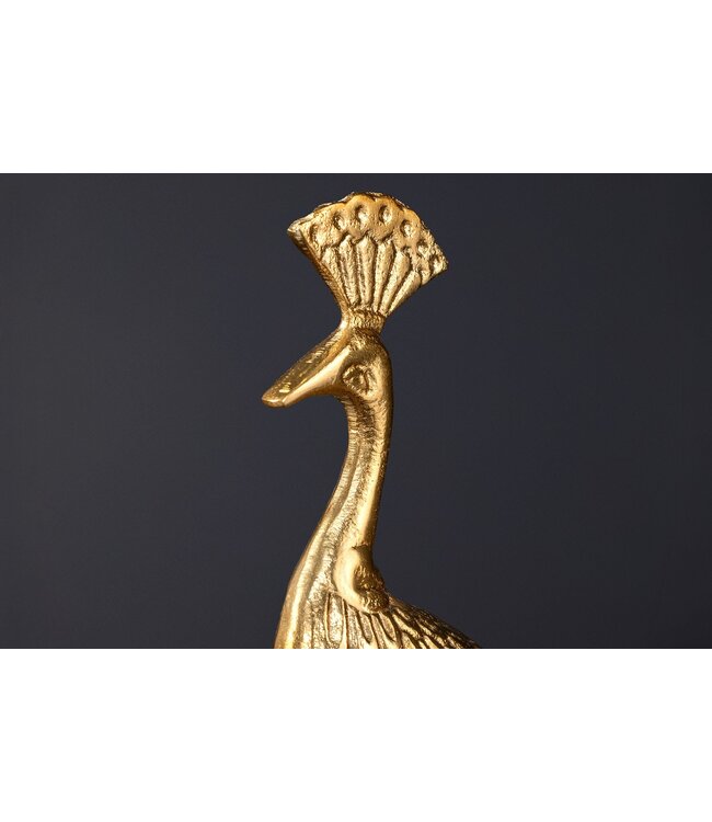 Invicta Interior Handgemaakte serveerschaal WILDLIFE PEACOCK 40cm gouden metalen pauw sculptuur - 44894