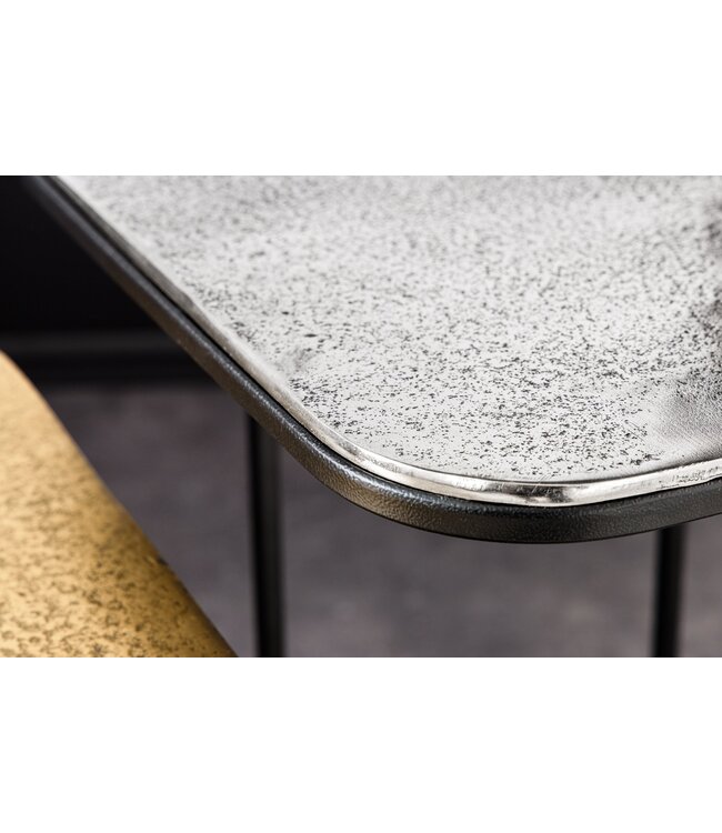 Invicta Interior Set van 2 bijzettafel ABSTRACT 55cm goud zilver zwart metaal handgemaakt - 43516