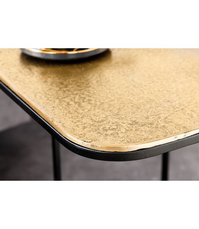 Invicta Interior Set van 2 bijzettafel ABSTRACT 55cm goud zilver zwart metaal handgemaakt - 43516