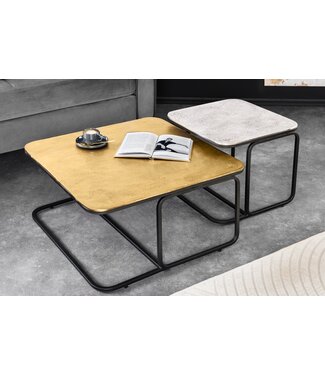 Invicta Interior Set van 2 salontafel ABSTRACT 60cm goud zilver zwart metaal handgemaakt - 43515 Invicta Interior Set van 2 salontafel ABSTRACT 60cm goud zilver zwart metaal handgemaakt - 43515