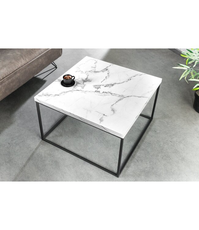 Invicta Interior Moderne salontafel ARCHITECTURE 60cm wit marmeren design metalen frame - 44762