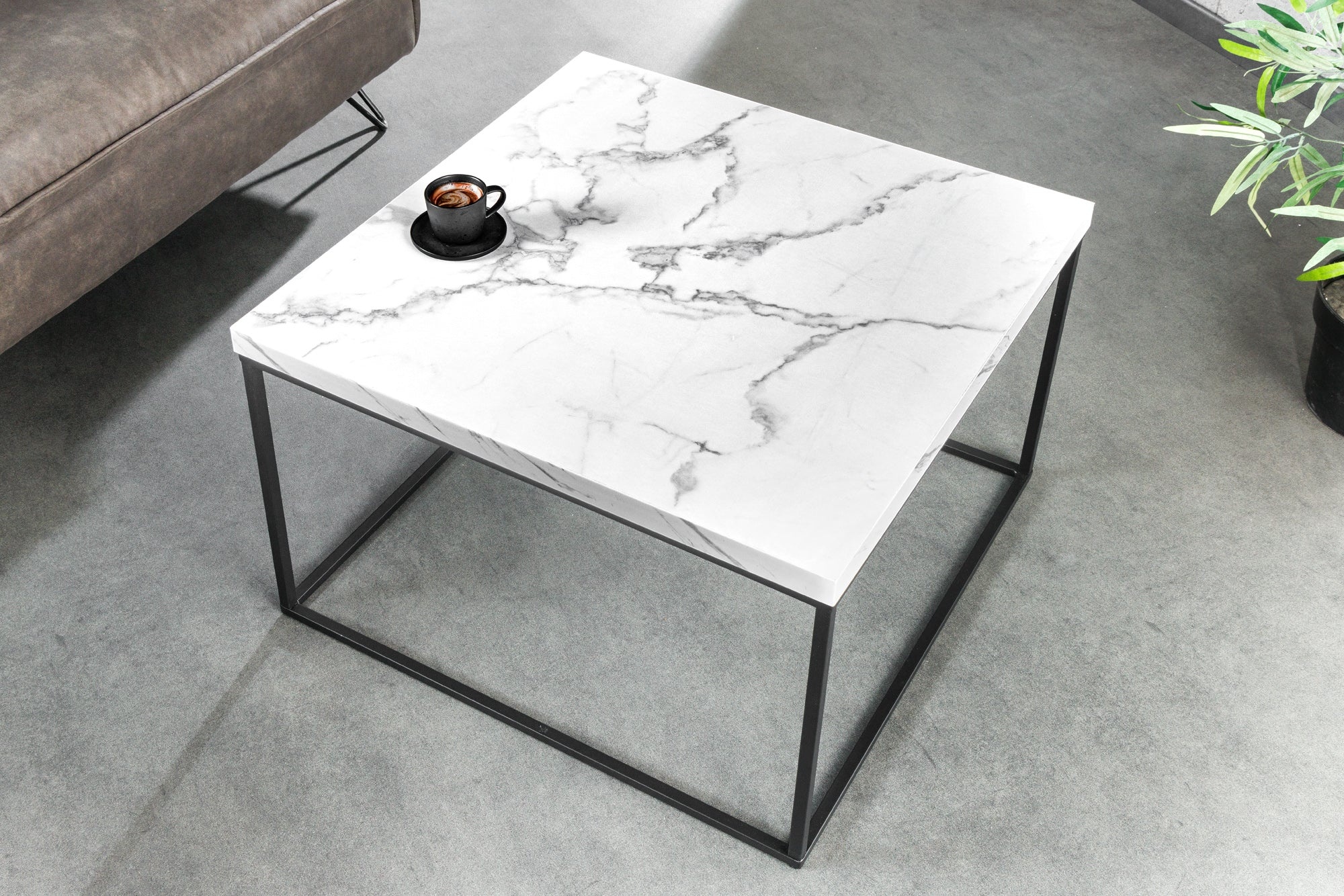 Moderne salontafel ARCHITECTURE 60cm wit marmeren design metalen frame - 44762 afbeelding