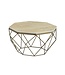 Invicta Interior Handgemaakte salontafel DIAMOND 70cm beige travertijn messing ijzer - 45204