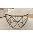 Invicta Interior Handgemaakte salontafel DIAMOND 70cm beige travertijn messing ijzer - 45204
