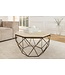Invicta Interior Handgemaakte salontafel DIAMOND 70cm beige travertijn messing ijzer - 45204