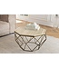 Invicta Interior Handgemaakte salontafel DIAMOND 70cm beige travertijn messing ijzer - 45204
