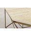 Invicta Interior Handgemaakte salontafel DIAMOND 70cm beige travertijn messing ijzer - 45204