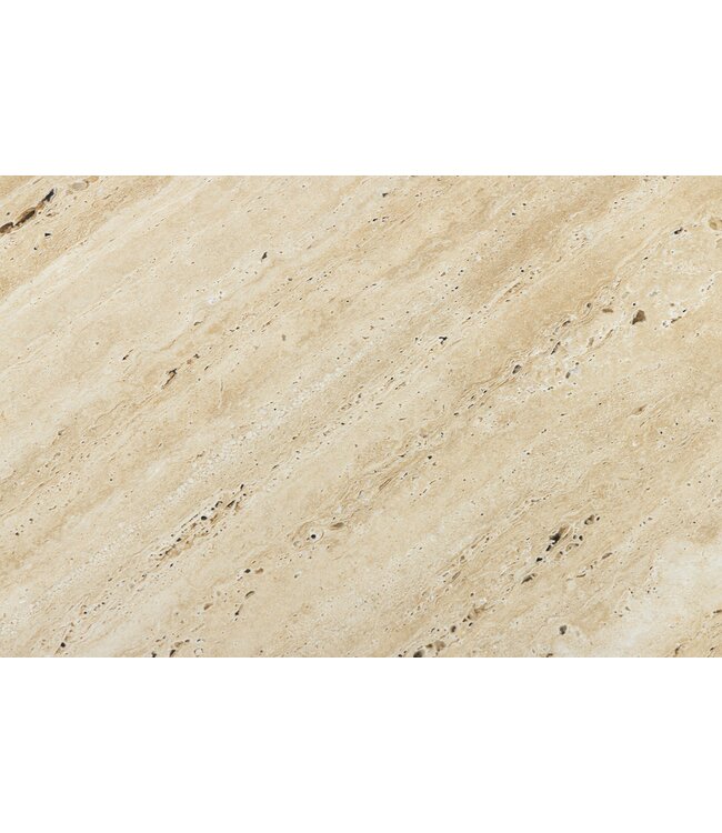 Invicta Interior Handgemaakte salontafel DIAMOND 70cm beige travertijn messing ijzer - 45204