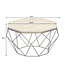 Invicta Interior Handgemaakte salontafel DIAMOND 70cm beige travertijn messing ijzer - 45204