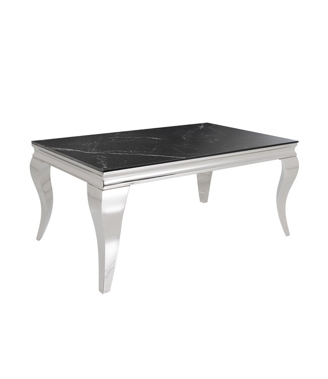 Invicta Interior Design salontafel MODERN BAROK 100 cm zwart antraciet chroom keramiek marmer - 44368
