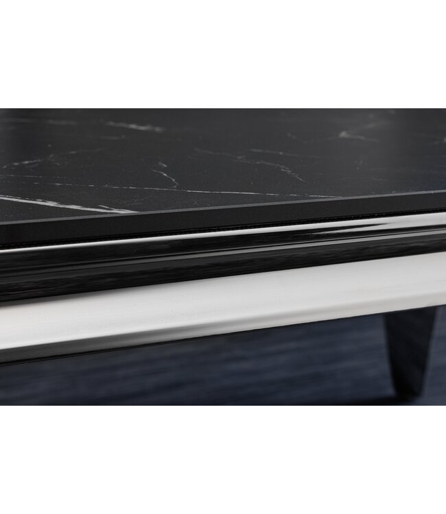 Invicta Interior Design salontafel MODERN BAROK 100 cm zwart antraciet chroom keramiek marmer - 44368