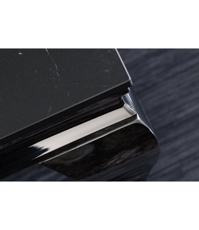 Invicta Interior Design salontafel MODERN BAROK 100 cm zwart antraciet chroom keramiek marmer - 44368