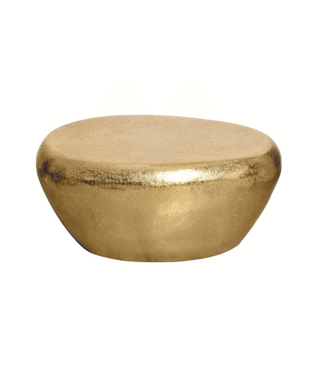 Invicta Interior Handgemaakte salontafel STONE 75cm goud metaal gehamerd design - 44852